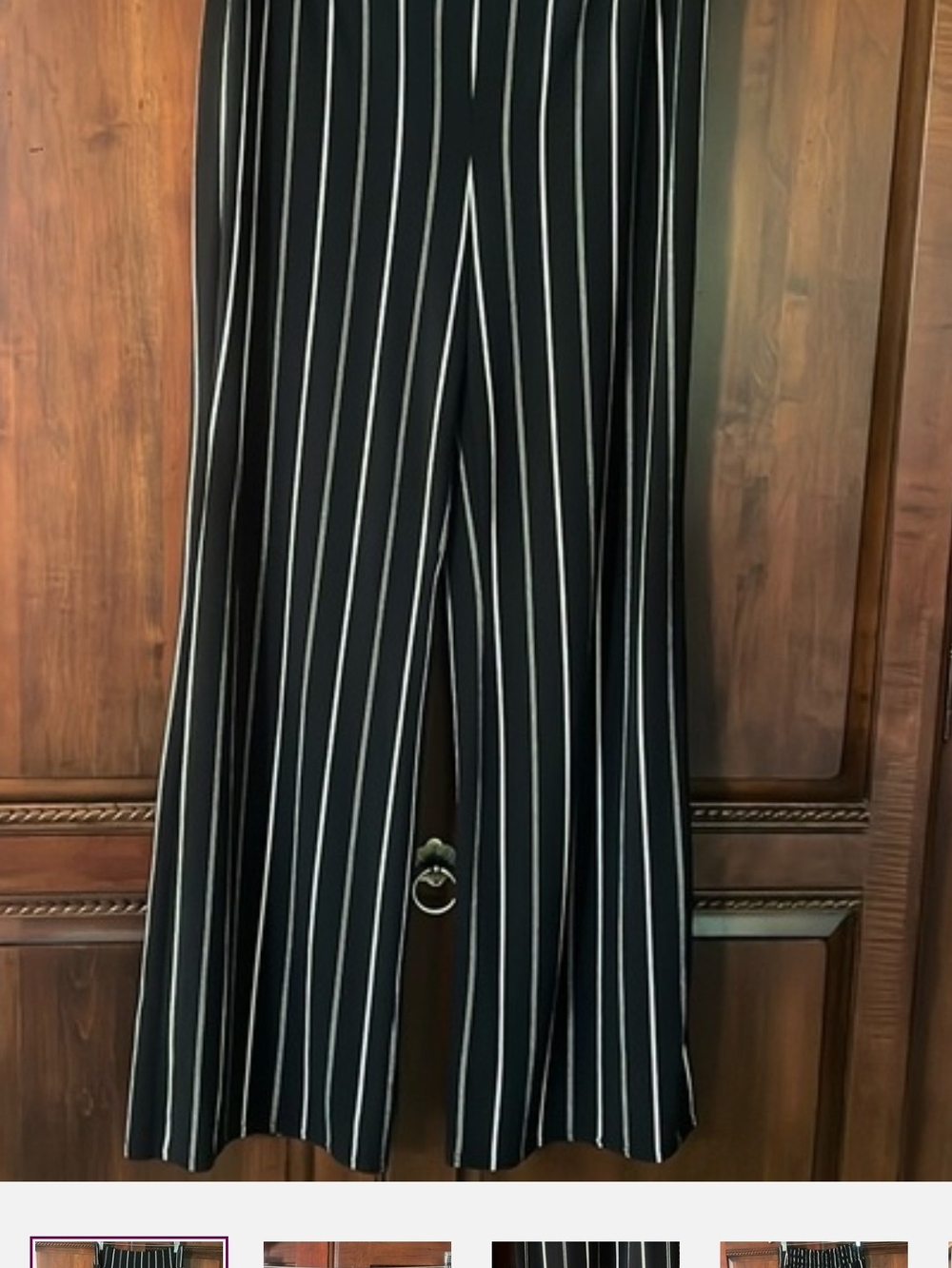 Express Black Wide-Leg Pinstripe Trousers
